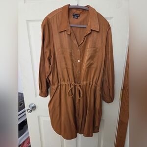 City Chic Gold Button-Up Dress Size 16